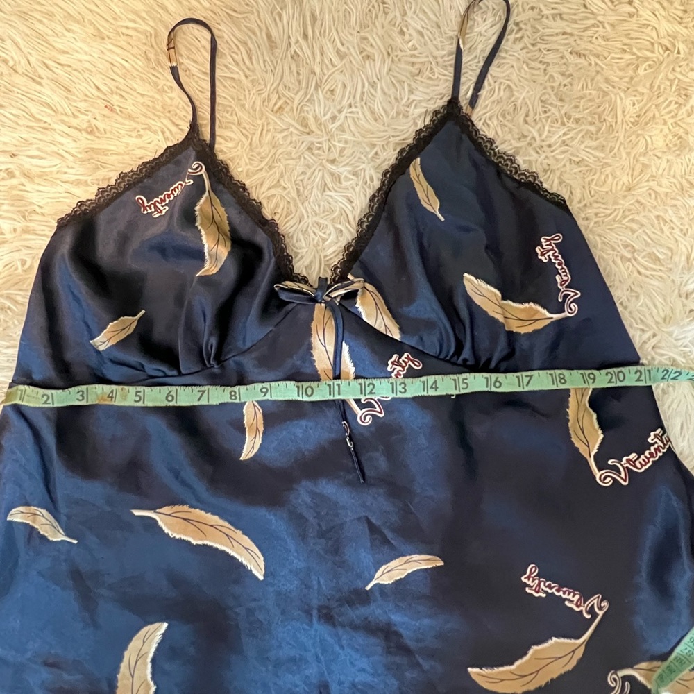 Shein  Lace Feather Print Satin Cami PJ Set 2XL - Picture 7 of 9